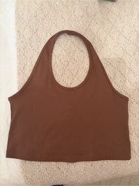 Divided Brown Ribbed Knit Top